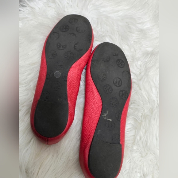 Tory Burch Minnie Red Leather Flats Size 8 - Picture 9 of 13